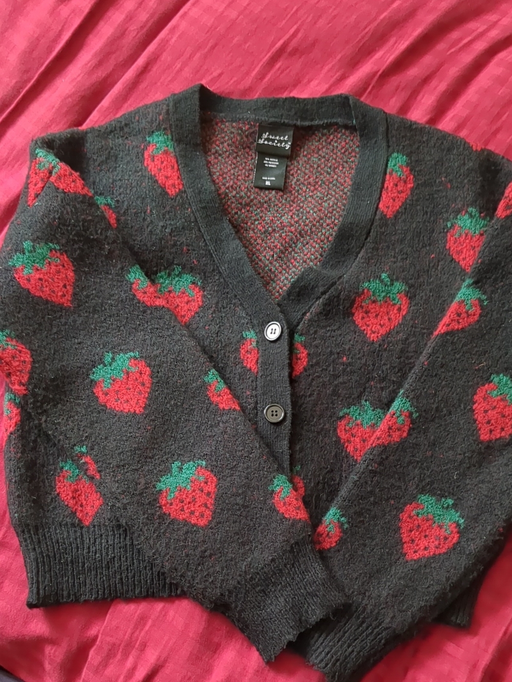 Hot Topic Cropped Strawberry Sweater